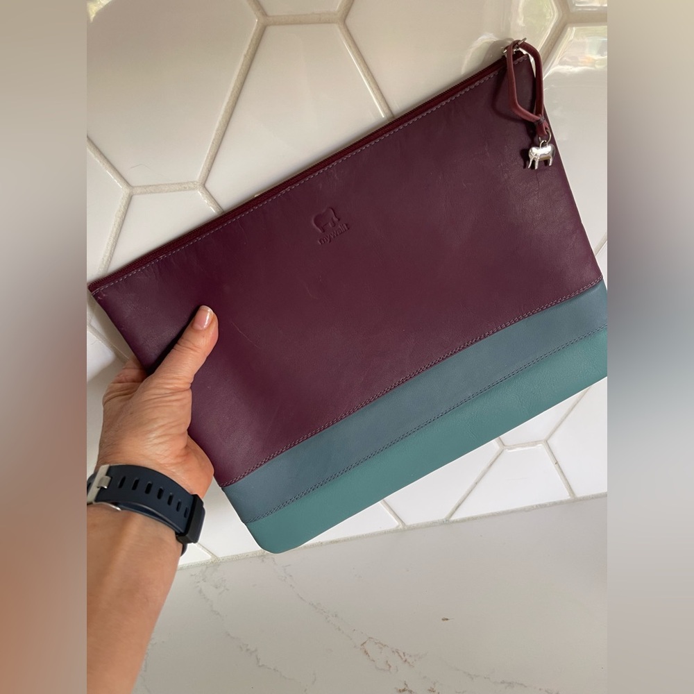 Mywalit Womens Colorblock Clutch Bag Blue green purple